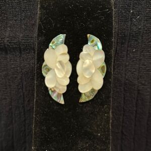 Silver and White Organic Earrings with Dimensional Design